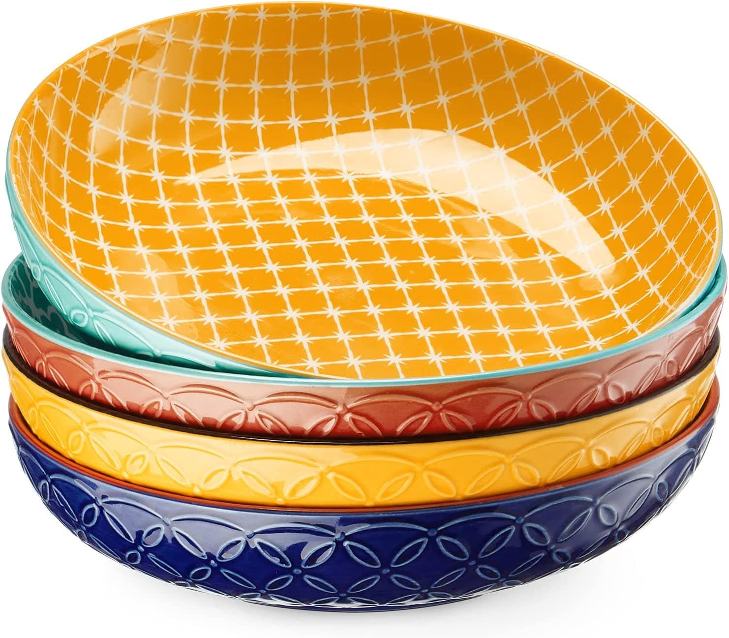 Porcelain Pasta Bowl Set - Vibrant Colors