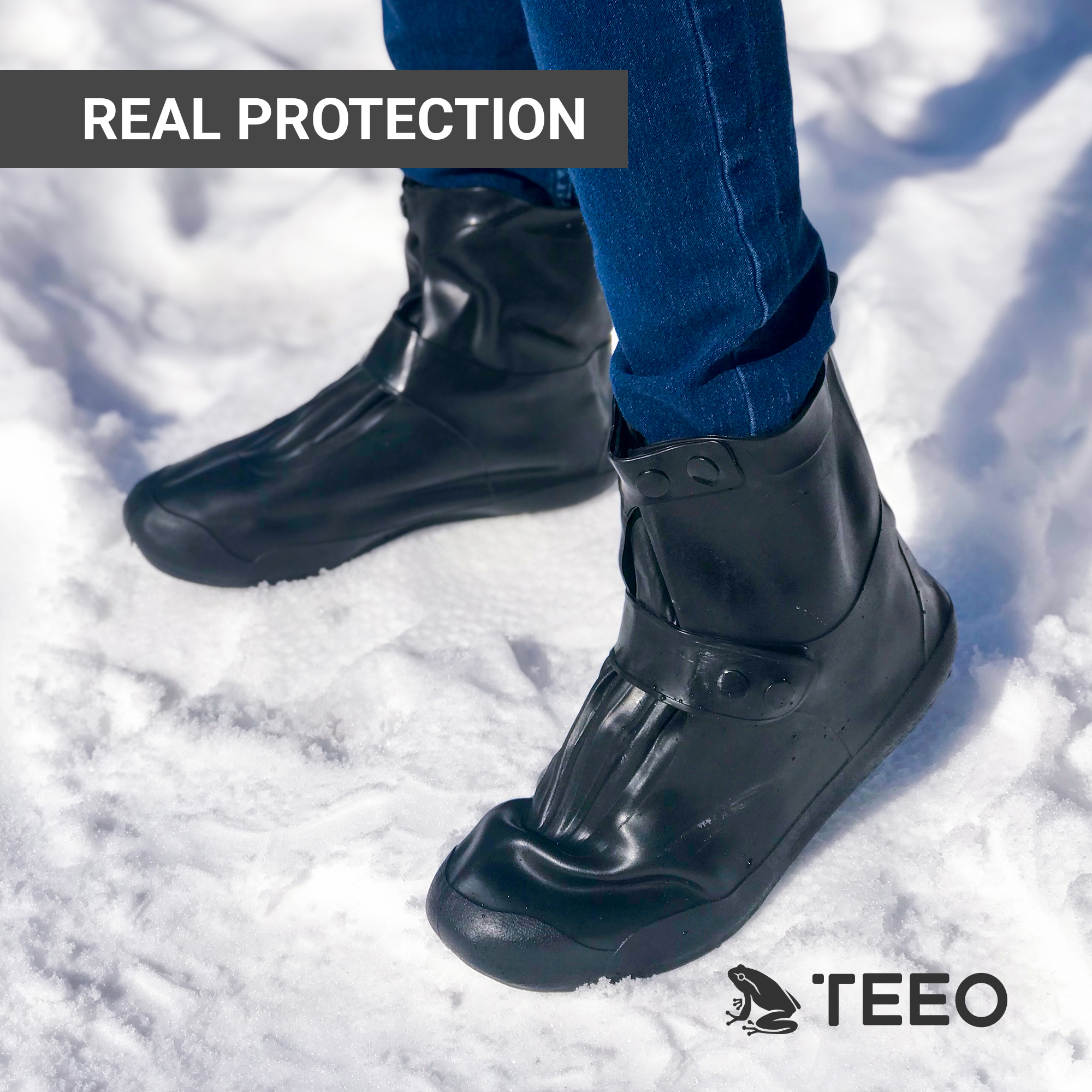 Dibiao Waterproof Shoe Covers 1 Pair Reusable Folding Not-Slip Silicone Rain Shoe Covers with Zipper Outdoor Shoe Protectors 