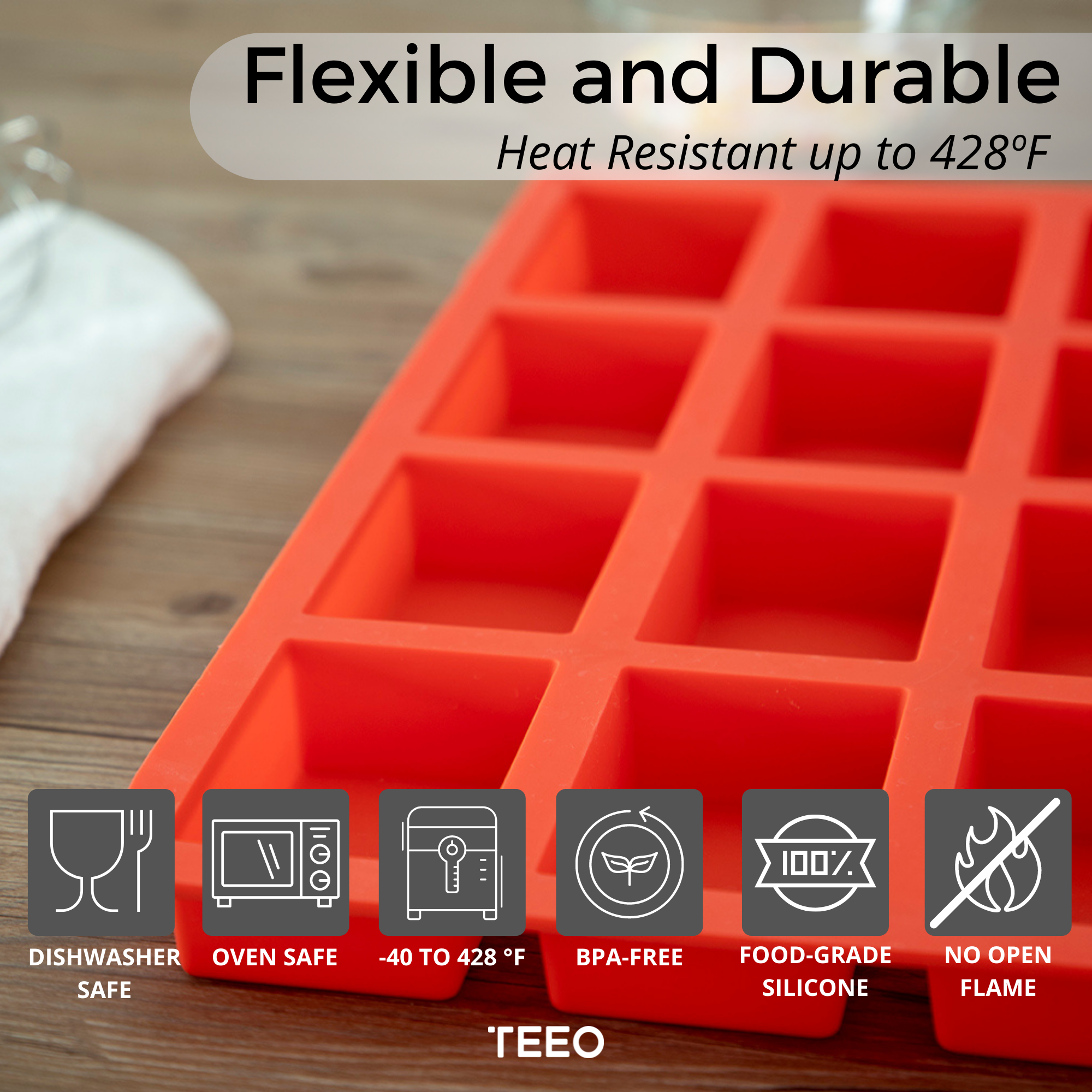 Cook Works Red Silicone Pop-Out Ice Cube Tray, 2-Pack