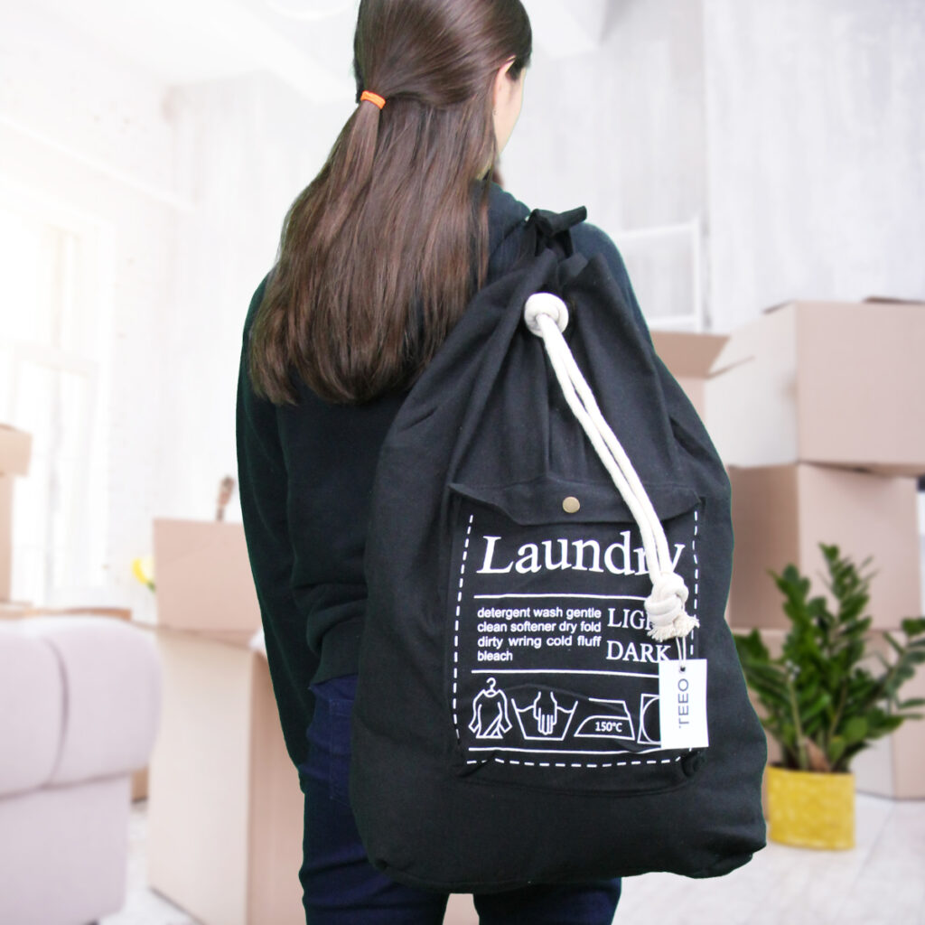 Canvas Laundry Bag Backpack Travel Bag with Backpack Straps