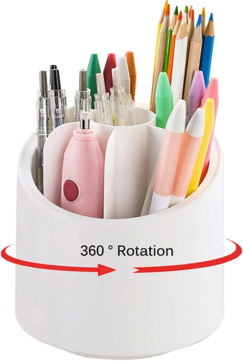 Desk Pen Pencil Holder 4 Slots 360-Degree Rotating Brazil