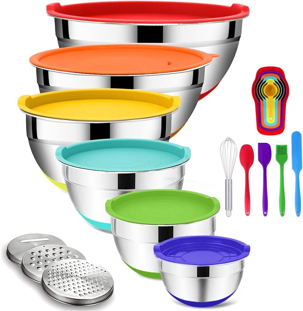 Choice Stainless Steel Standard Mixing Bowl Set with Silicone