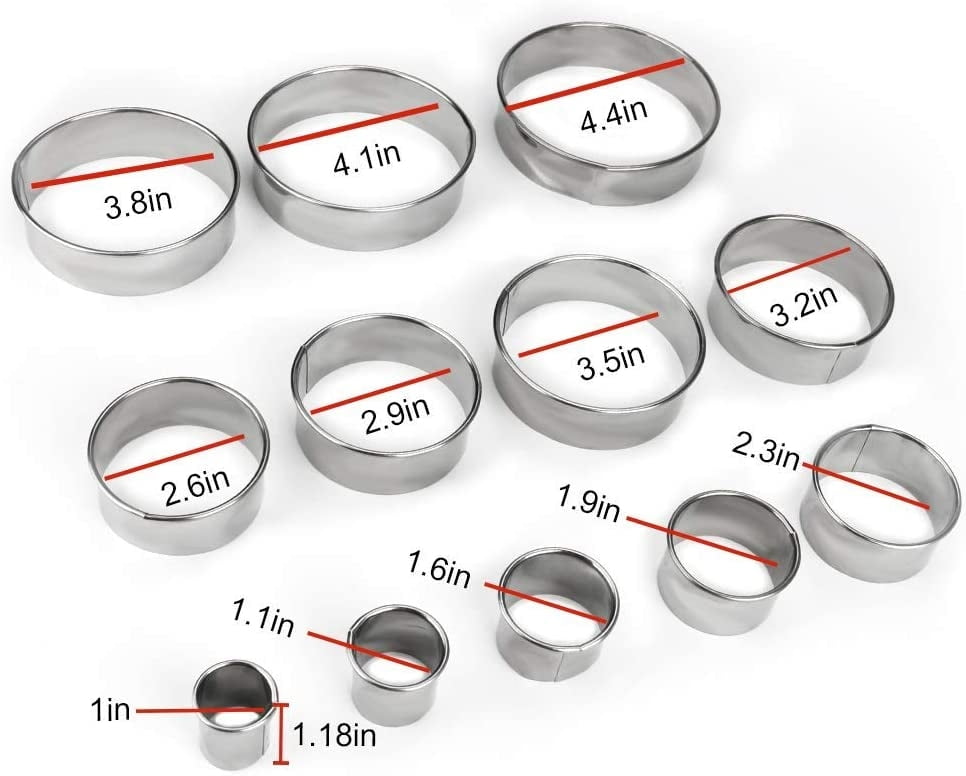 Cookie Cutter Set Circle Cookie Cutters 12 round Biscuit Pastry Cutter 304  Stain