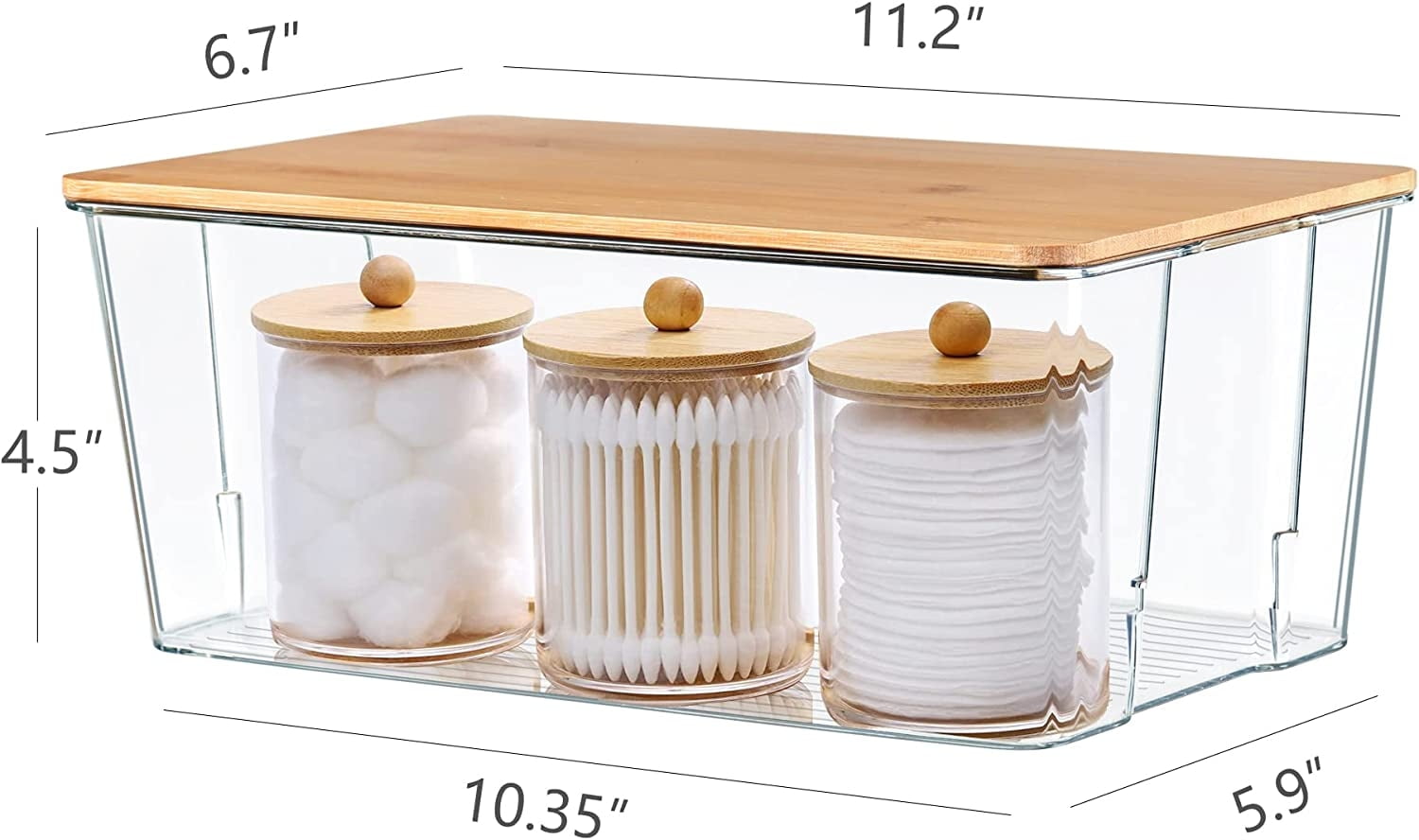 Extra Small Plastic Storage Bins with Bamboo Lid - Clear