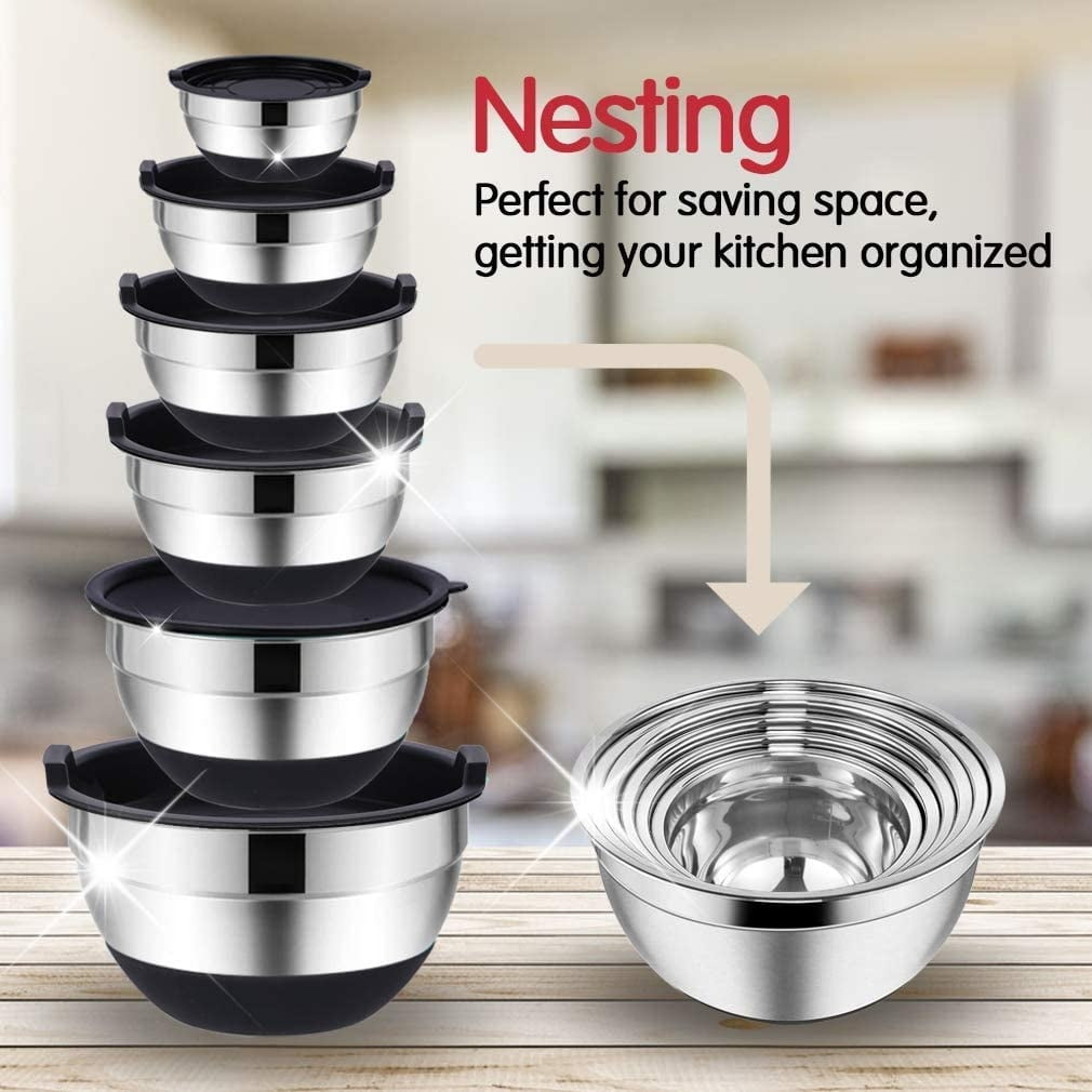 20 Pcs Stainless Steel Mixing Bowls Set with Airtight Lids