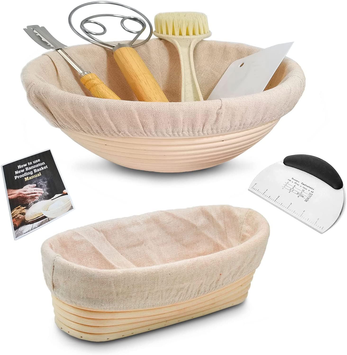 Oval Banneton Proofing Basket & Liner for Artisan Sourdough Bread