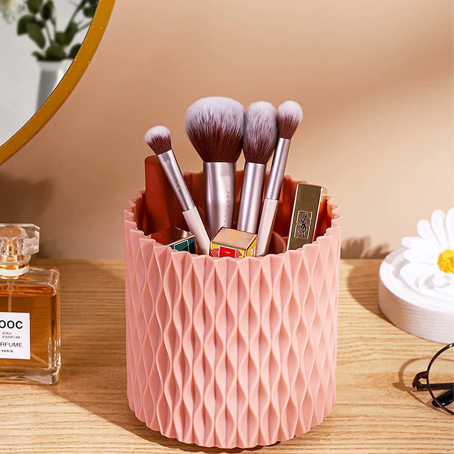 Makeup Brush Holder Organizer,360 Rotating Pencil Pen Holder Cup,5 Slot Make  Up Brushes Cup,desk Accessories