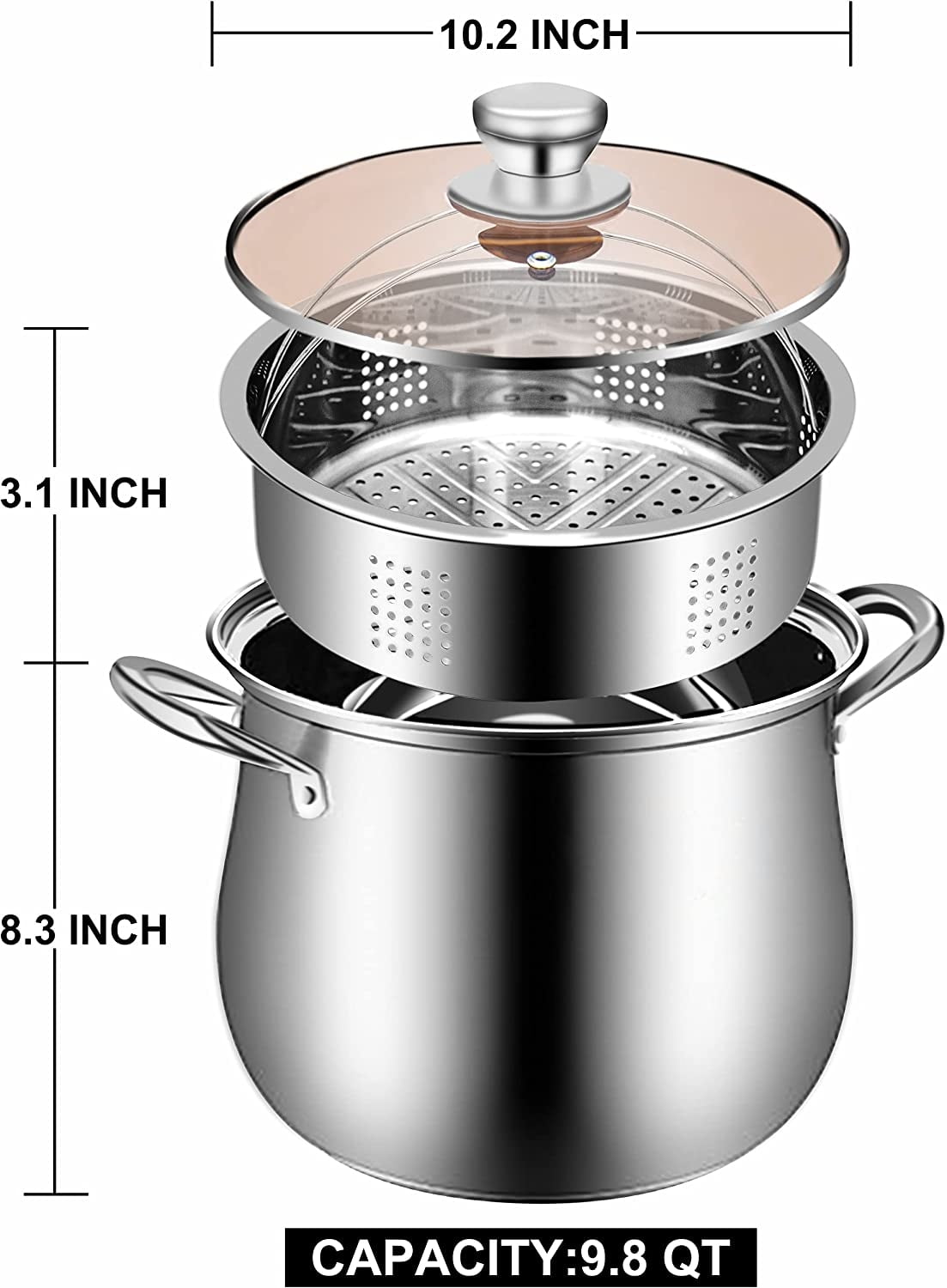 Pristine Stainless Steel 2 Pc Stock Pots Set 8 QT , 12 QT With LID