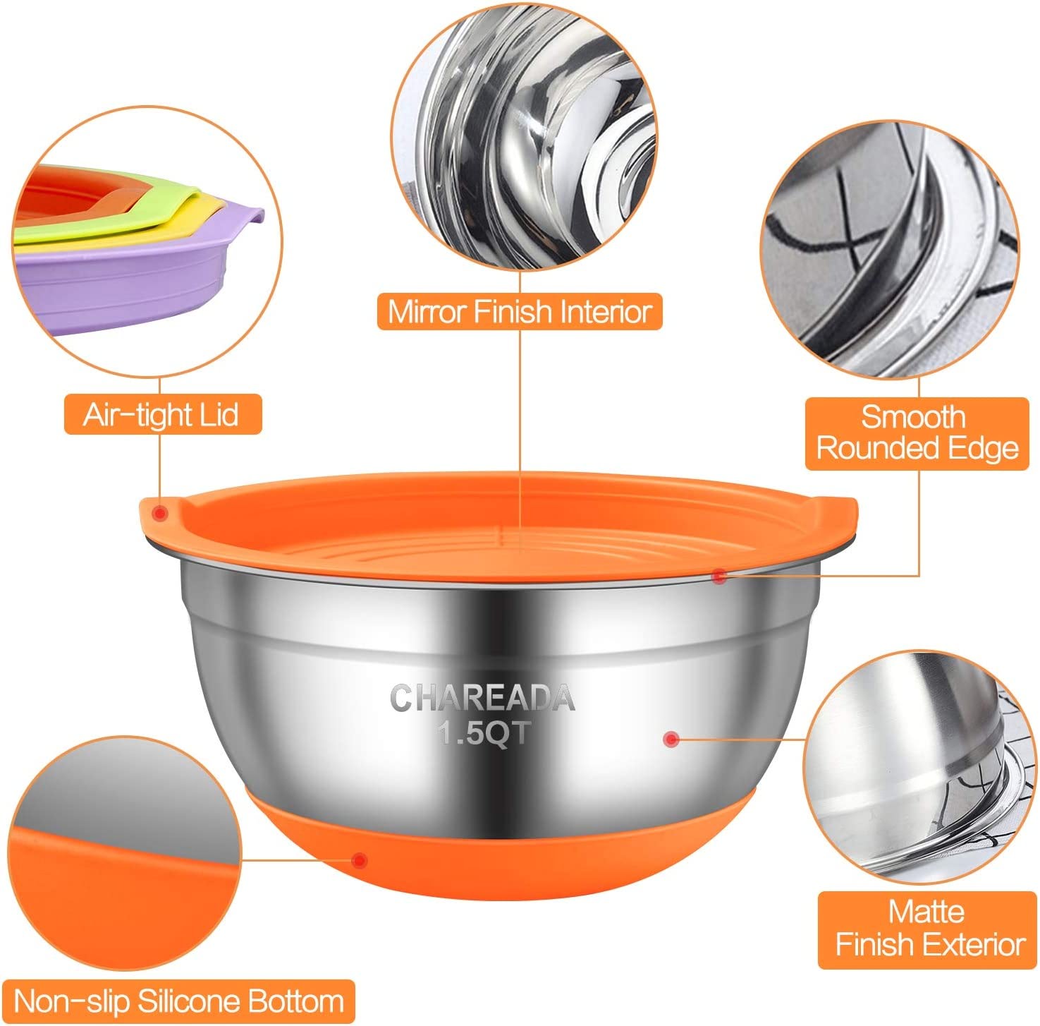 Choice 8 Qt. Stainless Steel Mixing Bowl with Silicone Bottom