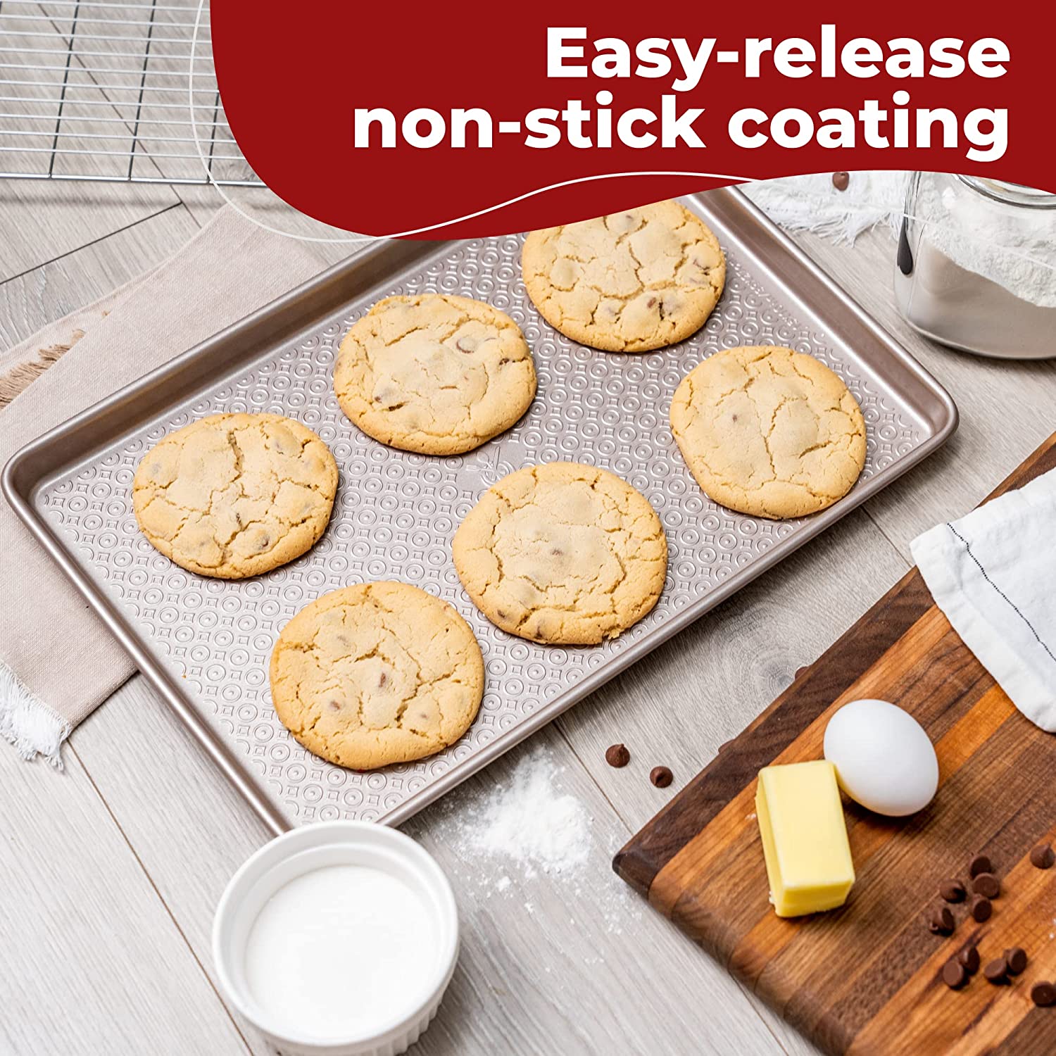 Nonstick Baking Pans Set - Bakeware Set Baking Sheets For Oven, 7 PCS  Stackable Baking Set w/Cookie Sheet, Cake Pan, Loaf Pan, Muffin Pan,  Roaster Pan, Cooling Rack, PTFE & PFOA Free