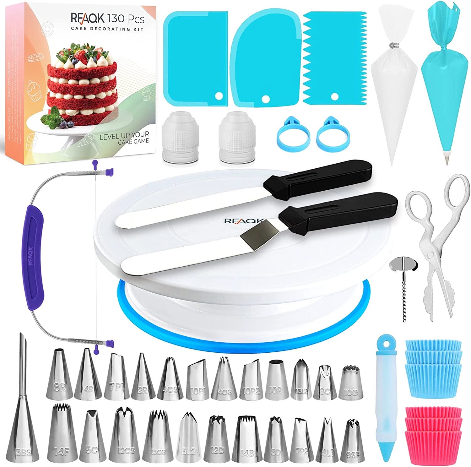 Cake Decorating Kit, 301pcs Cake Decorating Supplies With Cake Turntable  For Decorating, Pastry Piping Bag, Russian Piping Tips - AliExpress