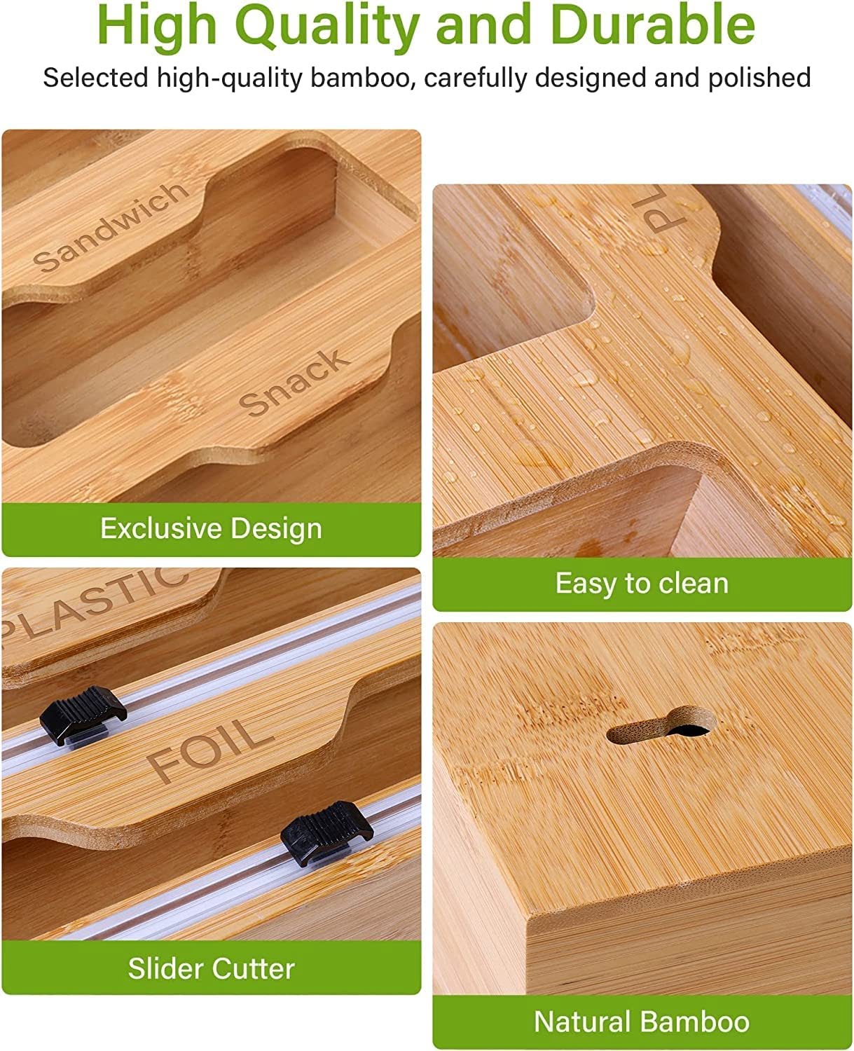 The Best 6 in 1 Bamboo Ziploc Bag Storage Organizer and Wrap