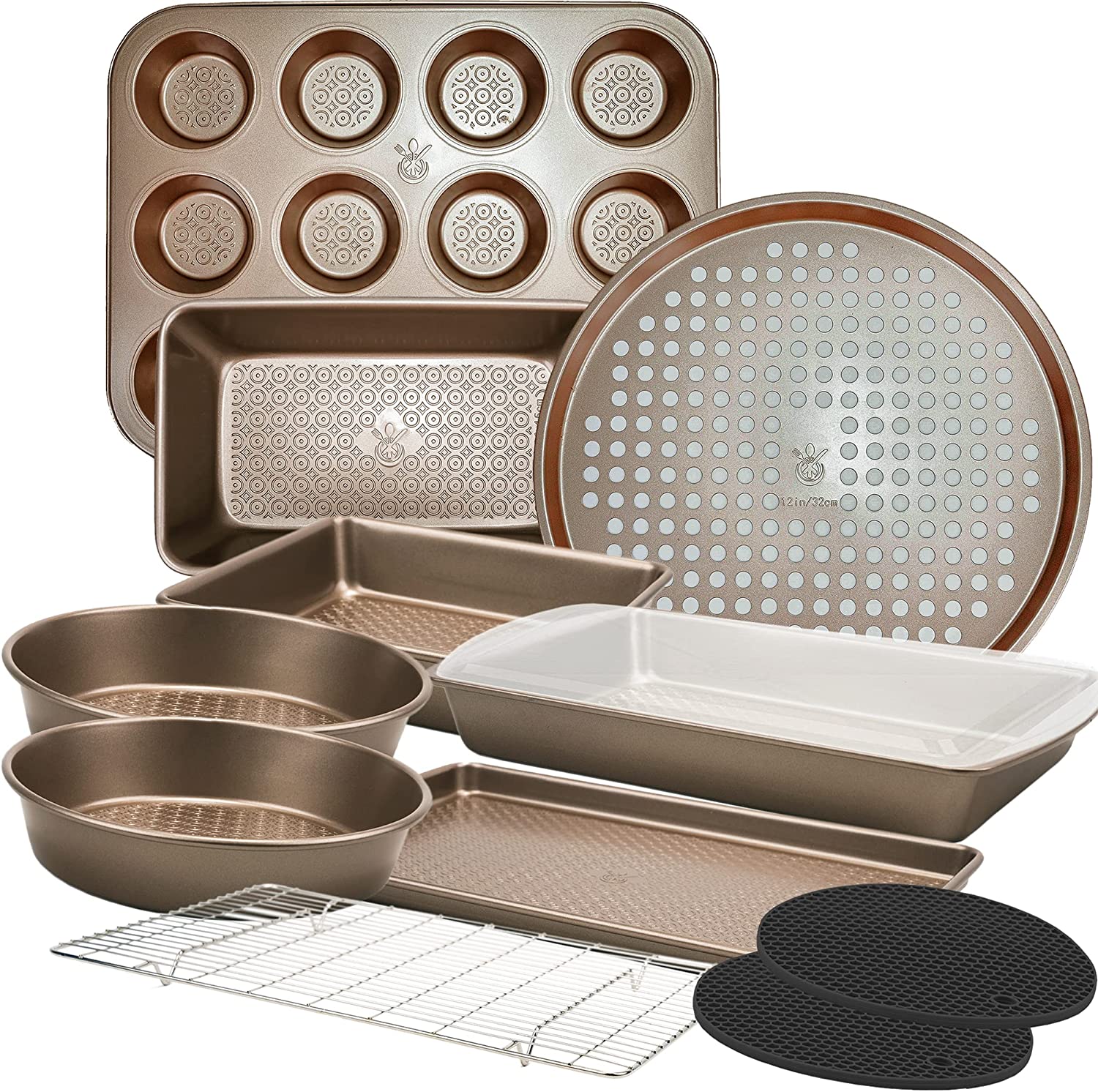 Nonstick Baking Pans Set - Bakeware Set Baking Sheets For Oven, 7 PCS  Stackable Baking Set w/Cookie Sheet, Cake Pan, Loaf Pan, Muffin Pan,  Roaster