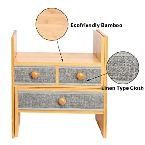 Bamboo Expandable Desktop Bookshelf Bookcase with Drawers