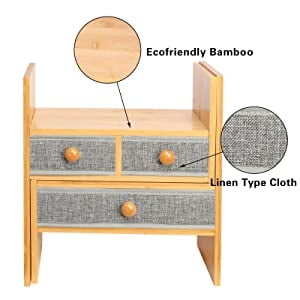 Bamboo Expandable Desktop Bookshelf Bookcase with Drawers