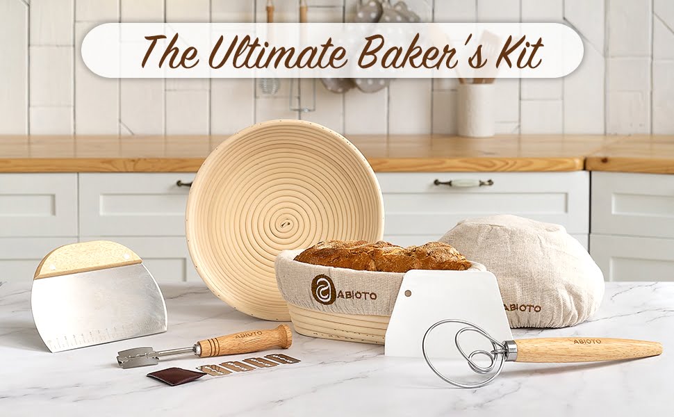 The ultimate bread baking kit to prepare homemade bread with proofing baskets